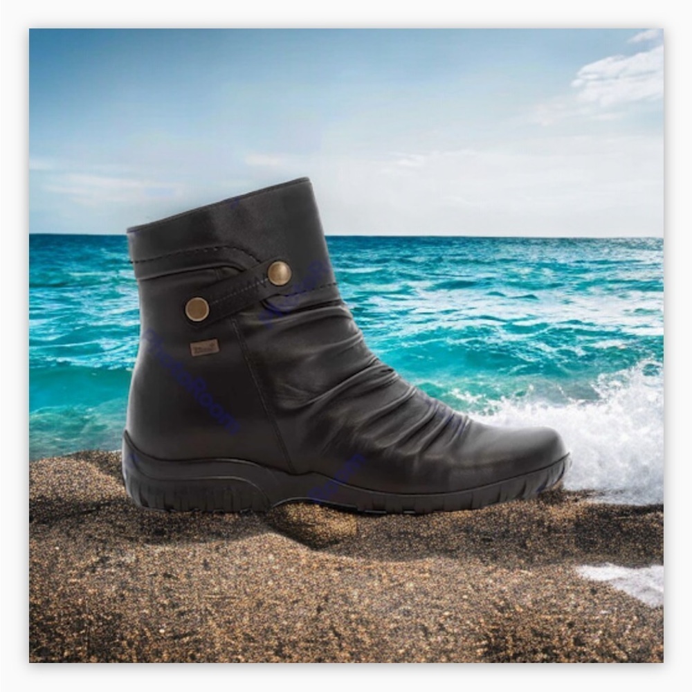 Rieker Black Leather Waterproof Winter Boot- Soft Lambswool lined!-Sz7.5 ๐โโ - Picture 6 of 16